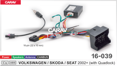 Комплект для Android ГУ (16-pin) на а/м VW-Skoda-Seat 2002+ (all with Quadlock)