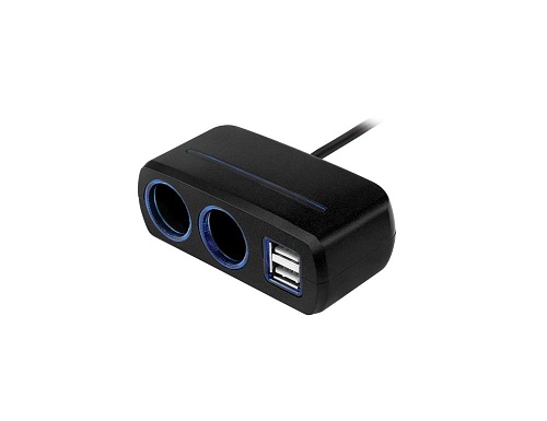 Разветвитель на 2 розетки 2 USB с кабелем Neoline SL-221