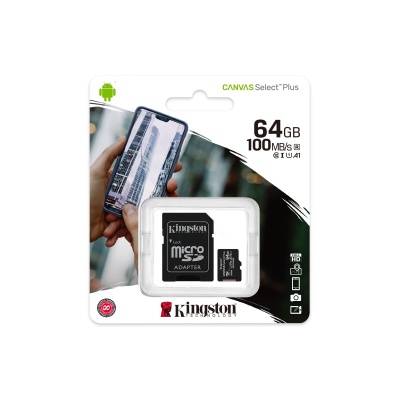 64GB Карта памяти MicroSDXC Class10 UHS-I A1 Canvas Select Plus Kingston (до 100MB/s)