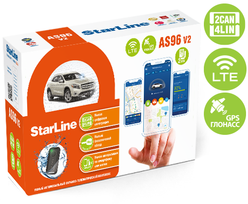 Автосигнализация StarLine AS96 v2 BT 2CAN+4LIN 2SIM LTE-GPS