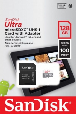 128GB карта памяти Sandisk Ultra Android microSDXC 100MB/s CL10 c адп. Tablet packaging