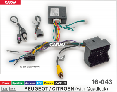 Комплект для Android ГУ (16-pin) на а/м Peugeot-Citroen (all withQuadlock)