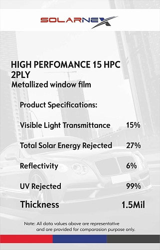 Тонировочная пленка SOLARNEX HPC 15%