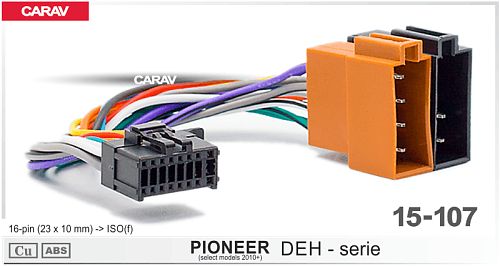 Разъем для ресивера Pioneer DEH-series 2010+ 16-pin(23x10mm) -&gt; ISO(f) Carav