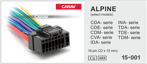 Разъем для ресивера Alpine 16-pin(22x10mm) Carav